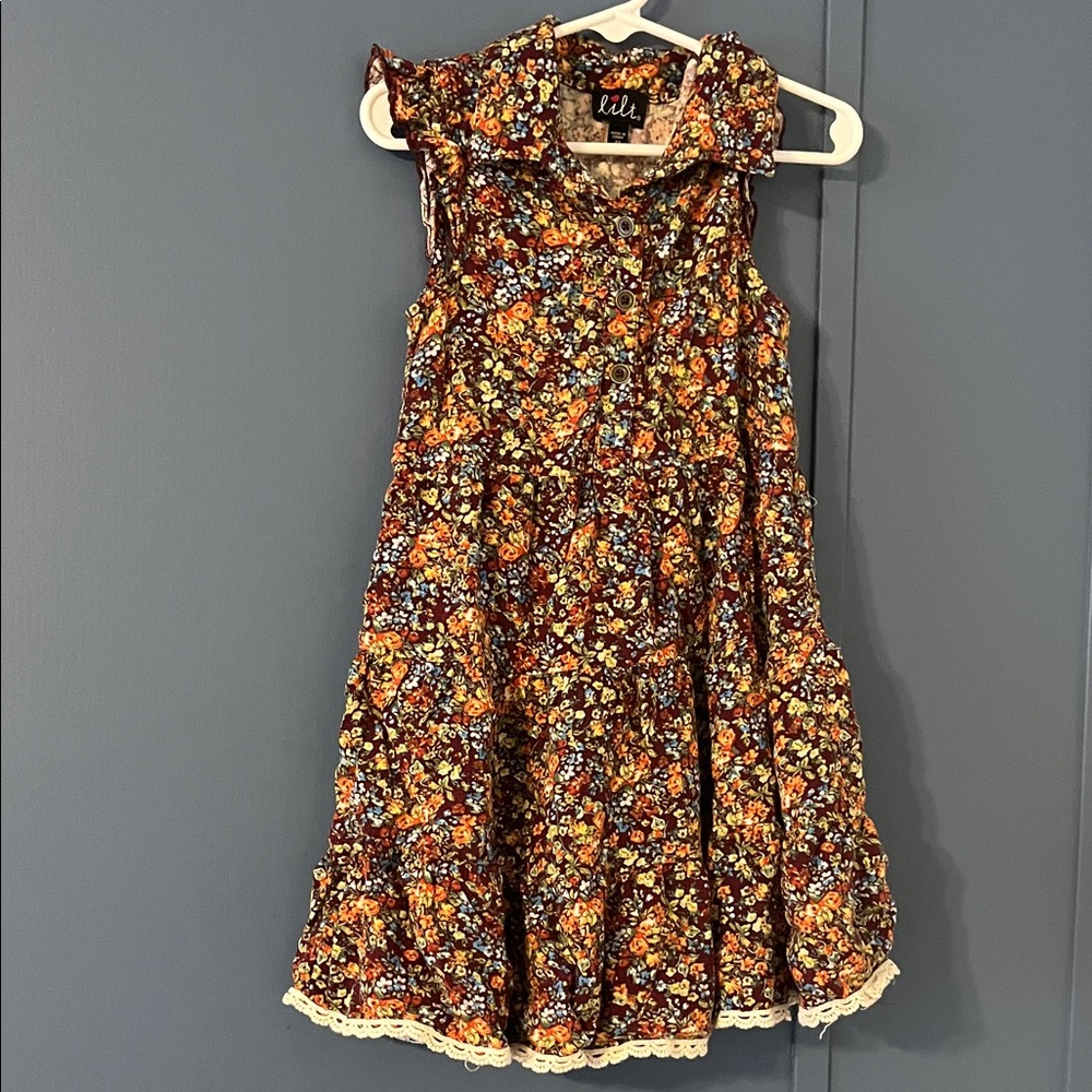 Lilt Floral Kids Dress with Ruffle Collar